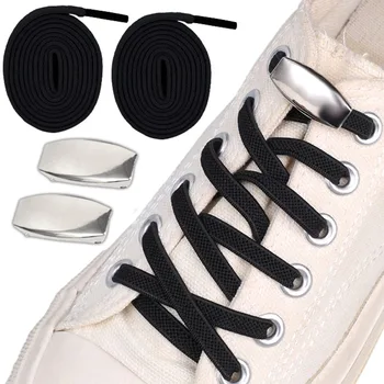 Творчески Ластични Шнурове за обувки с Полукруглыми Изкривени Метални Капсульные Ремък За обувки Без Завязок Съединителната Завязки Заключване За Обувки, Шнурове За Маратонки