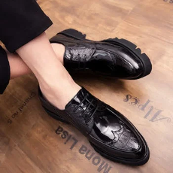 Мъжки обувки Пролет 2023, Ново британски стил, Бизнес Официалната Ежедневни кожени обувки, Мъжки сватбени обувки за булката, Младежка мода