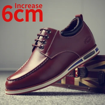 Мъжки обувки, които нарастване на 6 см, Корейската нови обувки от естествена кожа, които растежа, Британски обувки, ежедневни мъжки обувки, с асансьор'