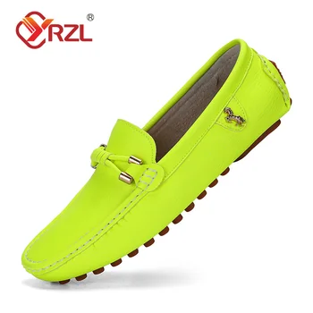 Мъжки лоферы YRZL, кожена ръчно изработени обувки, ежедневни обувки за шофиране на равна подметка, без шнур, Луксозни удобни мъжки мокасини, големи размери 37-48