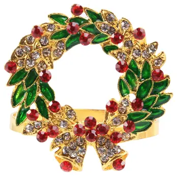 Комплект от 8 пръстени за салфетки, венец, държач за пръстените за салфетки за Коледа, Деня на Благодарността, сватба, празнична украса на масата