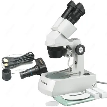 Стереомикроскоп-AmScope Доставя стереомикроскоп 10X-15X-30X-45Ч с цветен цифров фотоапарат