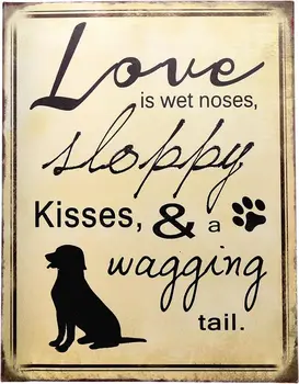 Любовта - това е небрежные Целувки Виляющей Опашката на Кучето, Ретро Лидице Знак Бар, Декоративни Стенни Художествена Табела, Примитивна Селска Фермерска Къща, Домашен Декор