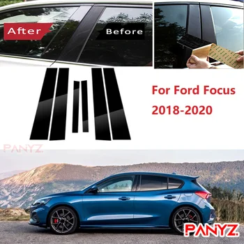 6 бр. полирани стелажи, стелажи, подходящи за Ford Focus 2018-2020, тампон на прозореца, етикет на колона BC