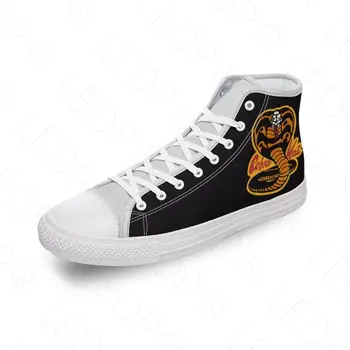 Cobra Kai/ парусиновая обувки с висок берцем, направени от ръце, Луксозни Мъжки и дамски ежедневни обувки, Модни дамски маратонки на равна подметка, Zapatillas Zapatos Mujer