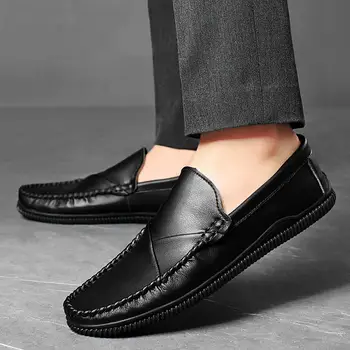 Мъжки обувки Tods, Новост 2023 г., Мъжки обувки, без съединителни от естествена кожа в Европейски стил, Мъжки обувки за тийнейджъри, Бизнес и Ежедневни Кожени обувки за мъже