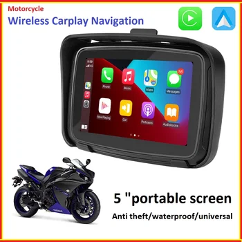 Преносима 5-инчов навигация за мотоциклет GPS Водоустойчив IPX7 Linux LCD Монитор Безжична Carplay Android Auto Moto Car play
