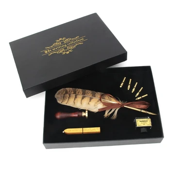писалка с перо на бухал в винтажной кутия за подарък, бизнес-дръжка, перьевая дръжка, перьевая дръжка