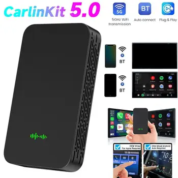 CarlinKit 5.0 Auto Box Безжичен адаптер, свързан към безжичен Android Smart Car Ai Box WiFi Bluetooth Auto Connect Нова