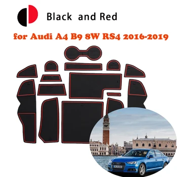 Гума Противоскользящий Мат Врати Канавка за Audi A4 B9 8W RS4 S line 2016-2019 Възглавница Врата Слот Поставка Автомобилни Стикери Аксесоари