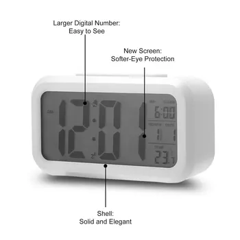 Led дисплей квадратна форма Luminova, цифров електронен будилник, осветление, Контрол на температурата, Календар, време + термометър