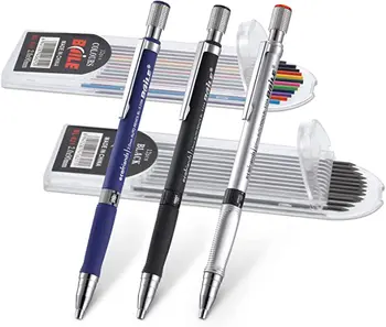 3 броя 2 мм механични моливи за рисуване, автоматични моливи за студенти, канцеларски материали, сменяеми аксесоари, преносими