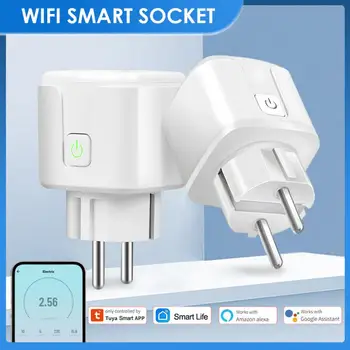 Sasha Wifi Smart Plug EU 16A Адаптер за Захранване, Монитор Таймер Изход за Дистанционно Управление на Безжична Изход За Алекса Google Home Асистент