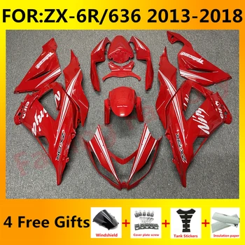 Комплект мотоциклетни обтекателей подходящ за Ninja ZX-6R 2013 2014 2015 2016 2017 2018 ZX6R zx 6r 636 комплекти обтекателей на купето червено бяло