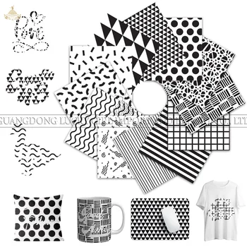 Геометрия Лъки Goddness, лист за пренасяне на мастила 12x10 В черно-бял цвят, Двете мастила за пренасяне за чаши, тениски, чанти