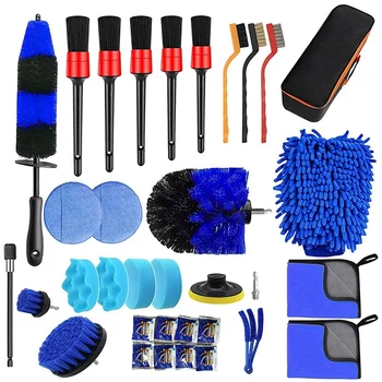 33 Част Набор от Инструменти За Почистване на кола Car Kit Beauty Cleaning Brush Space Набор от Инструменти За Отстраняване на Прах Brush Kit