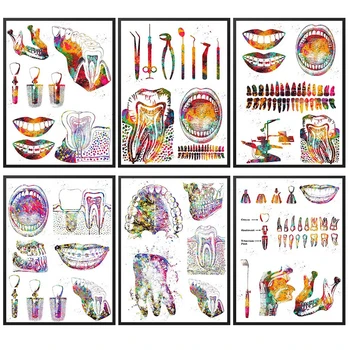 Цветни Зъби, Стоматология, Пастите за Зъби, Скандинавски Плакат на Ортодонтско Стенно Изкуство Платно за Боядисване на Стенни Пана за всекидневната, Без рамка