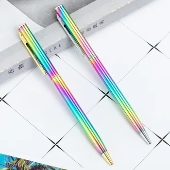 20pcs Градиент метална химикалка писалка, сладки въртящи се химикалки, бизнес дръжка, офис и училищни консумативи english