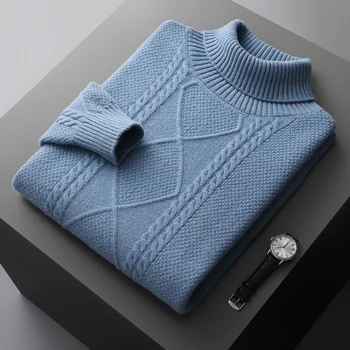 Есенно-зимния вълнен пуловер, мъжки дебел жаккардовый пуловер с висока воротом, свободна риза голям размер, ежедневното топло палто, яке