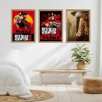 Игра tv Red Dead Redemption 2 Плакат от Крафт-хартия Ретро постер Стенни живопис Учебни етикети