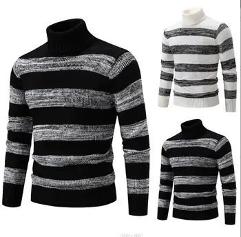 Есенно-зимен мъжки пуловер, вязаная риза райе с високо воротом, оборудвана мъжки пуловер, по-ниска Базова тънка риза