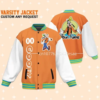 Индивидуални и бейзболни якета Disney Goofy, Ежедневни Мъжки и дамски якета с уличната мода, Бейзболни якета с индивидуален името на 