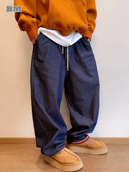 Корейски дънки в стил хип-хоп за мъже, градинска дрехи, дънкови широки панталони Harajuku, модерни ежедневни зреещи, шорти Kpop Board За мъже