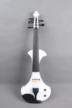 5-струнен бял цвят Yinfente 4/4 Електрическа Цигулка Форма на Китара Сладък Звук Безплатен Калъф #EV24-2