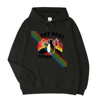Noot Noot Pingu Ретро Забавен пуловер с уникален принтом по поръчка, популярна благородна hoody с качулка с джоб, hoody Унисекс, най-Азия размер