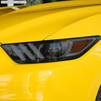 2 Броя Защитно фолио за автомобилни фарове с опушен-черен оттенък, Vinyl прозрачен стикер TPU за Ford Mustang 2015 г.-сега 2020 2021