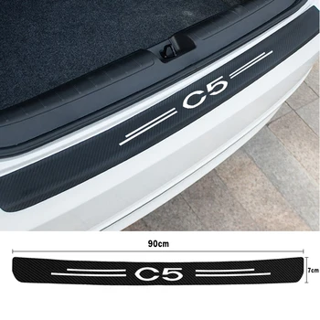 Защитна подплата броня задна врата на багажника на колата е от въглеродни влакна, защитно накладки за Citroen C5, стикер с логото на автомобила