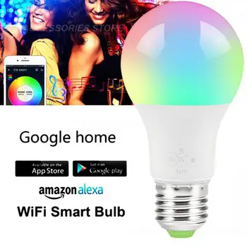 Умна лампа Wi-Fi E27, цветни led лампа с регулируема яркост, цвят и осветление RGB, приложение за дистанционно управление Wi-Fi Чрез IOS Android за умни домове