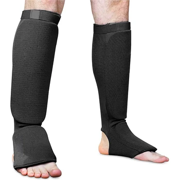 Памучни боксови щитове за пищяла MMA Защита на повдигане, Защита на глезена на крака TKD подложка за кикбоксинга Защита за краката на тренировки по Муайтай