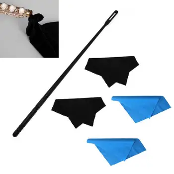 5 бр. пластмасова пръчка за почистване на флейти, цветна кърпа от микрофибър, комплект за почистване флейти с тампон за саксофон, кърпа за полиране на флейти
