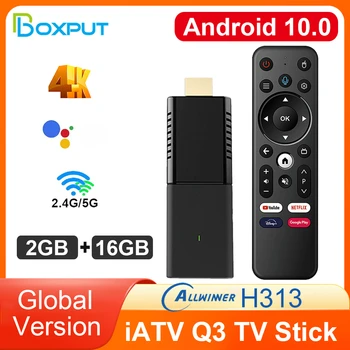 Smart Fire TV Stick iATV Q3 HDR Android10 Allwinner H313 4K Преносим твбокс 2,4 G/5G Двойна WIFI BT5.0 2G/16G Памет ОТА VS X96S