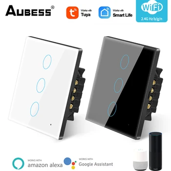 AUBESS EU WiFi Умен ключа за лампата, сензорен ключ с нулев случайно, приложение Smart Life / Sasha, гласов контрол, работа с Алекса Google Home