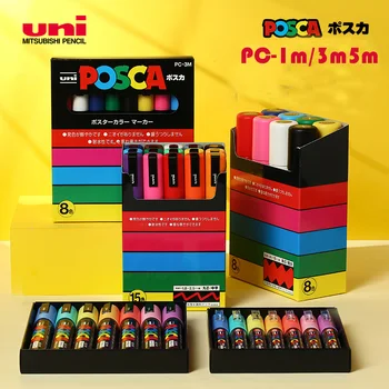Японската серия POSCA на водна основа, маркер за рисуване, графити, ПОП-плакат, Рекламни маркерная дръжка PC-1M/3M/5M 78/12/15 Набор от цветове