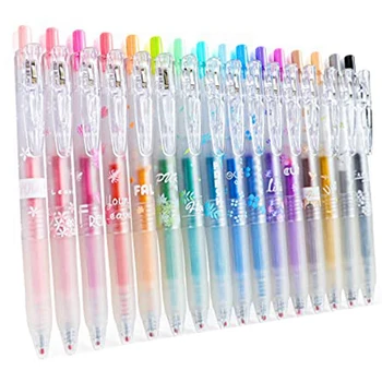 Дръжка с блестящи гелевыми мастило 16 Различни цветове, набор от чекмеджето гелевых дръжки с тънък фитил 0,7 мм, цветна писалка за водене на дневник, раскрашивающая фигура