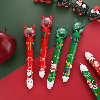 40шт Коледна химикалка писалка 10 цвята, Мультяшная Прибиращ се дръжка-roller, подаръци, канцеларски материали, Ученически пособия