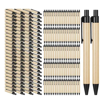 200 опаковки, черни химикалки със средна заострением Повдигащи химикалки от рециклирана крафт хартия на Едро за офиса и училище