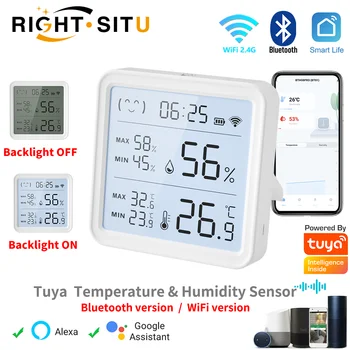 Сензор за температура и влажност на Hristo WiFi за умен дом, осветление, влагомер, термометър, който е съвместим с приложение Bluetooth, дистанционно управление