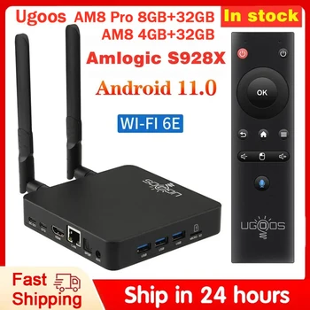 2023 Нов Ugoos AM8 Smart TV Box Android 11 Amlogic S928X-J 4 GB 32 GB WiFi6 BT5.3 1000 Телеприставка AV1 Dolby Audio/Dolby Vision