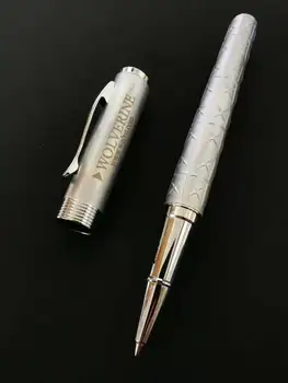Химикалка химикалка с метална релефна Дебела цельнометаллическая Сребърна химикалка за подпис