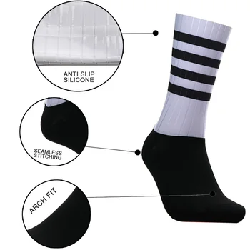 чорапи за колоездене 2024 от нова раирана тъкан, мъжки нескользящие безшевни аэробайки, тежкотоварни пътни кальцетины Ciclismo