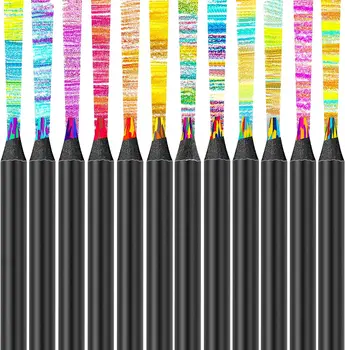 12-Цветни Преливащи се цветове Моливи, Эстетичные Гигантски Цветни Моливи за Colorization Скици Възрастни, един Сладък Комплект За Рисуване, Забавни Моливи За Охлаждане