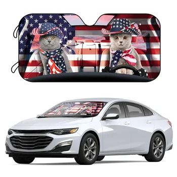 1бр Забавен Американски Флаг Cat Driver Козирка От Uv Към Предното Стъкло на Колата на сенника На Предното Стъкло С 4 Безплатни Нещастници Car Inte