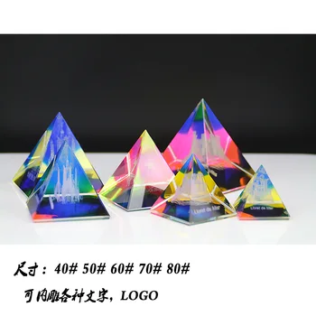 Цветна Пирамидка Малко Украса Кристален Кула за Медитация Кристални Изделия Енергиен Подарък Фън шуй
